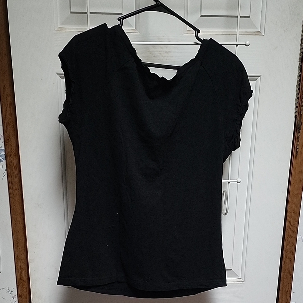 Bugle Boy Black Women's Blouse with Tie Detail - Picture 9 of 10